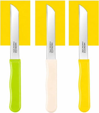 Micro Plus High Carbon Plain Stainless Steel Kitchen Knife Set, Multicolor Plastic Handles, 10 Pack, 420 Grade Blade (Plain)