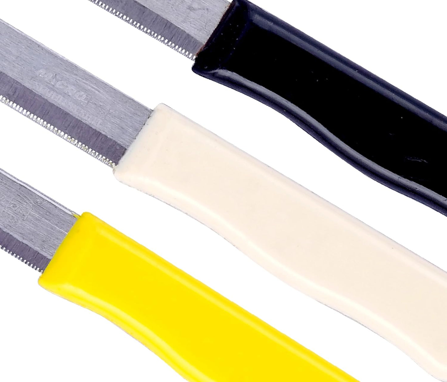 Micro Plus High Carbon Plain Stainless Steel Kitchen Knife Set, Multicolor Plastic Handles, 10 Pack, 420 Grade Blade (Plain)