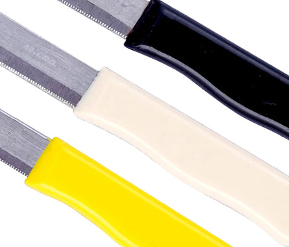 Micro Plus High Carbon Plain Stainless Steel Kitchen Knife Set, Multicolor Plastic Handles, 10 Pack, 420 Grade Blade (Plain)