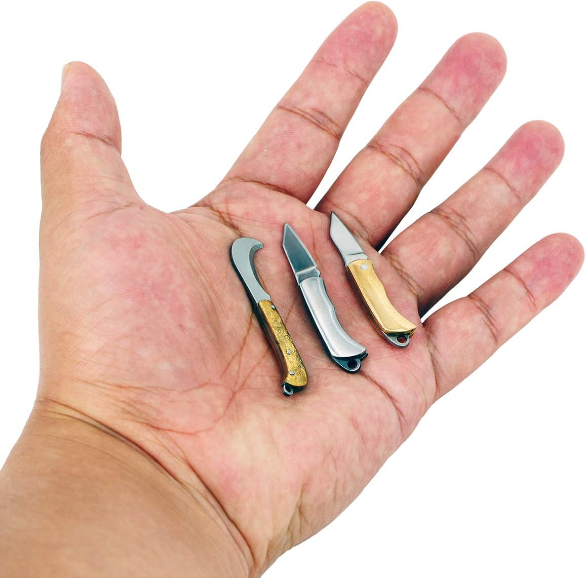 Novelty Tiny Package Box Cutter 2 Inch EDC Outdoor 3 Pcs Folding Knife Kit | Less than 1-Inch Blade Cutting Tools, Set of 3 Utility Knives, Office Letter Openers Small Daily Multitools Holiday Gifts