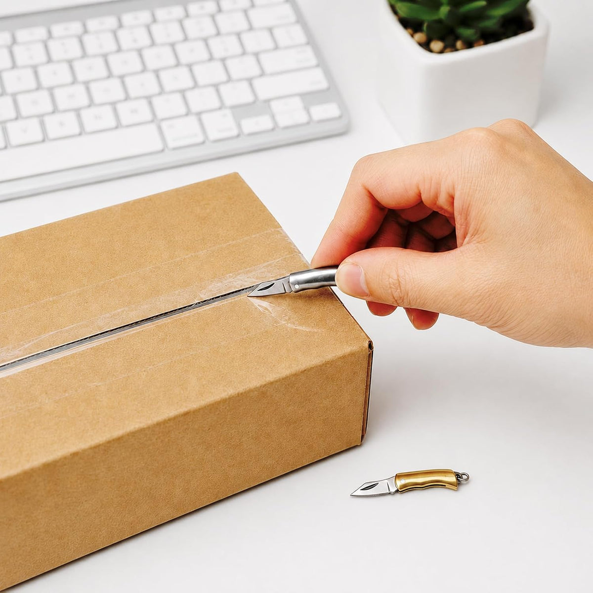 Novelty Tiny Package Box Cutter 2 Inch EDC Outdoor 3 Pcs Folding Knife Kit | Less than 1-Inch Blade Cutting Tools, Set of 3 Utility Knives, Office Letter Openers Small Daily Multitools Holiday Gifts