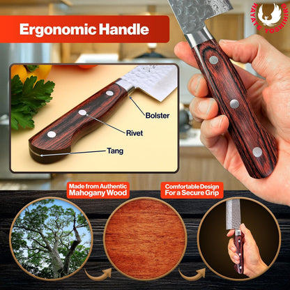 Yoshihiro VG10 16 Layer Hammered Damascus Gyuto Japanese Chefs Knife (7'' (180mm))