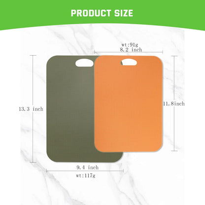 Plastic Cutting Boards Set of 3 for kitchen,Flexible Cutting Mats for Cooking,Non-Slip Cutting Board for Fruit Meat and Vegatables, BPA-Free and Dishwasher Safe with knife (14 in Green/Orange)