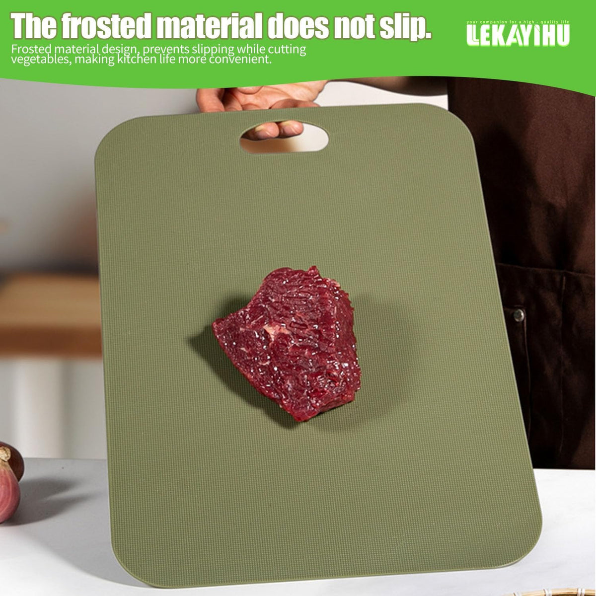 Plastic Cutting Boards Set of 3 for kitchen,Flexible Cutting Mats for Cooking,Non-Slip Cutting Board for Fruit Meat and Vegatables, BPA-Free and Dishwasher Safe with knife (14 in Green/Orange)