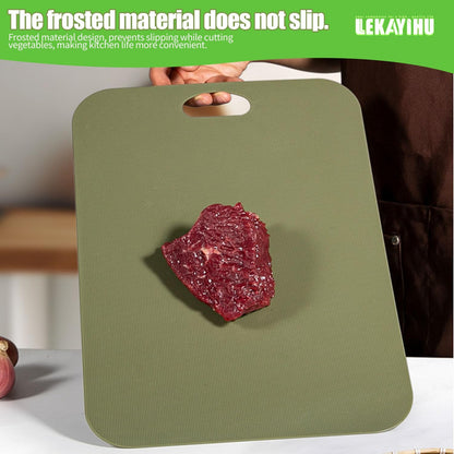 Plastic Cutting Boards Set of 3 for kitchen,Flexible Cutting Mats for Cooking,Non-Slip Cutting Board for Fruit Meat and Vegatables, BPA-Free and Dishwasher Safe with knife (14 in Green/Orange)