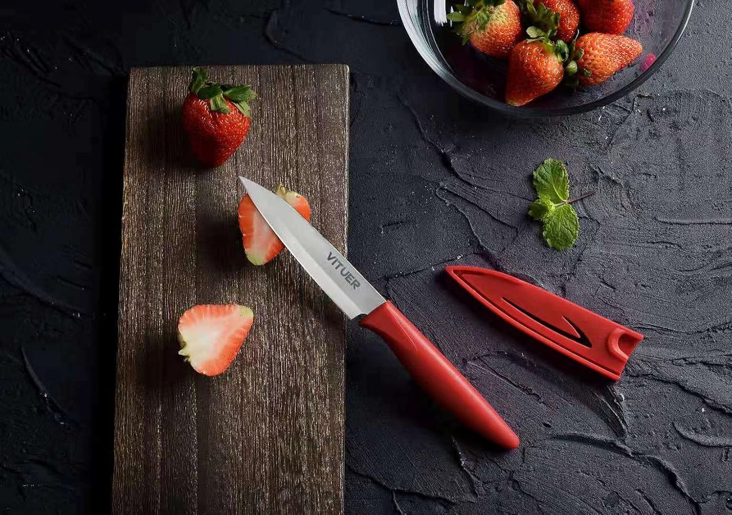 Paring knife, 4PCS Paring knives (4 Knives and 4 Knife cover), 4 Inch Peeling Fruit and Vegetable Knife, Ultra Sharp Kitchen Knives, German Steel, PP Plastic Handle
