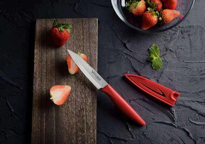 Paring knife, 4PCS Paring knives (4 Knives and 4 Knife cover), 4 Inch Peeling Fruit and Vegetable Knife, Ultra Sharp Kitchen Knives, German Steel, PP Plastic Handle