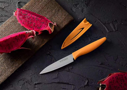 Paring knife, 4PCS Paring knives (4 Knives and 4 Knife cover), 4 Inch Peeling Fruit and Vegetable Knife, Ultra Sharp Kitchen Knives, German Steel, PP Plastic Handle