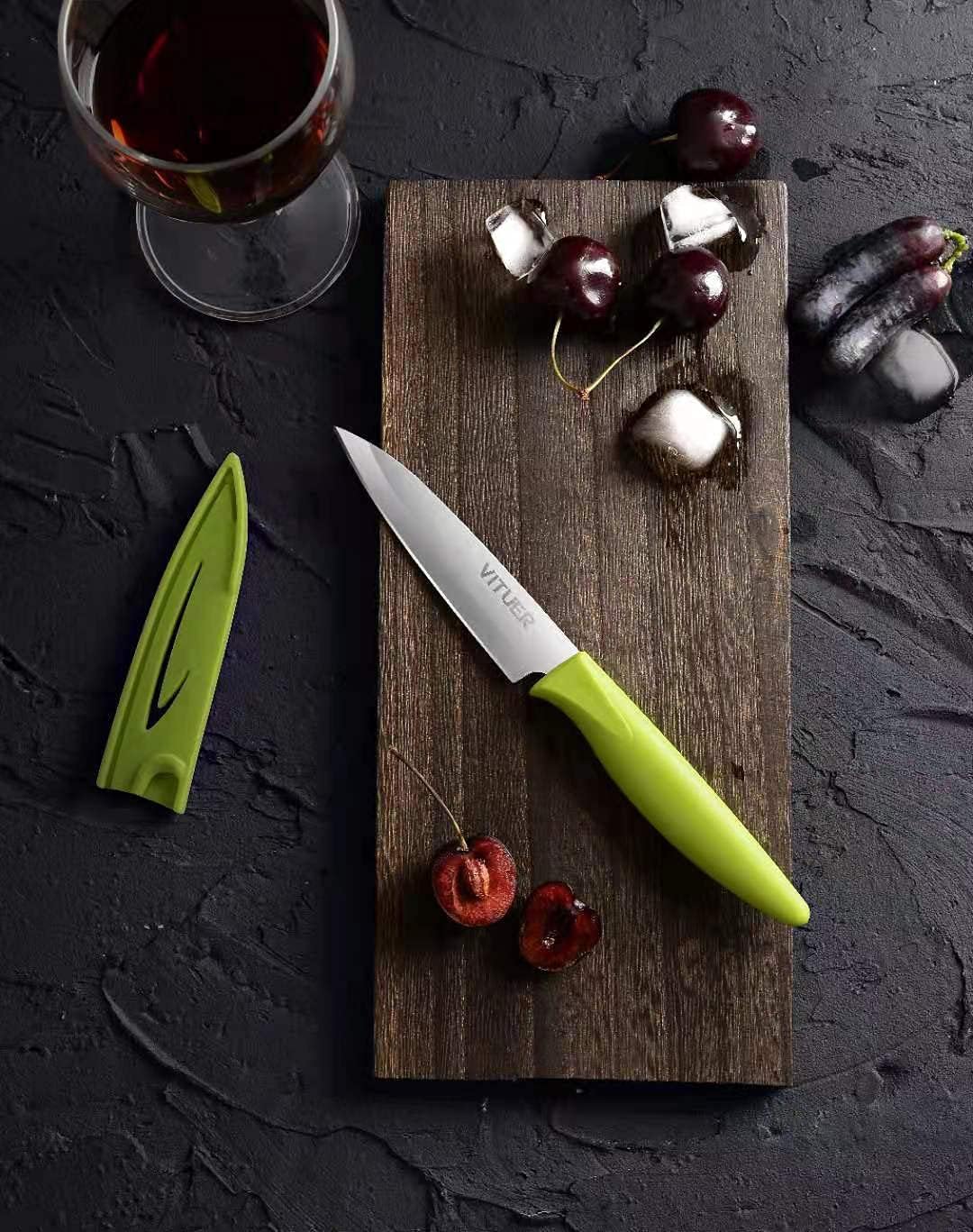 Paring knife, 4PCS Paring knives (4 Knives and 4 Knife cover), 4 Inch Peeling Fruit and Vegetable Knife, Ultra Sharp Kitchen Knives, German Steel, PP Plastic Handle