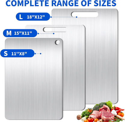 Titanium Cutting Board Set of 1, 18 * 12inches, Titanium Cutting Boards for Kitchen, Food Grade Metal Double Sided Chopping Boards for Kitchen Counter Meat Vegetable Fruit Outdoor Camping
