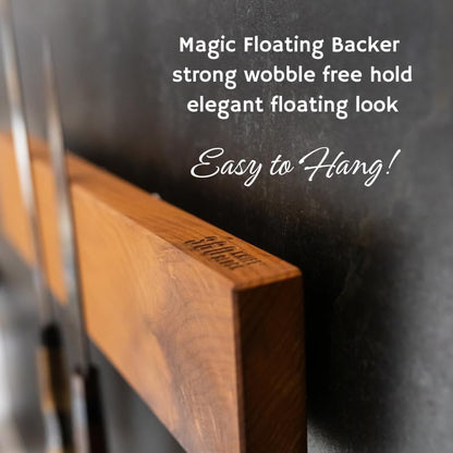 360KnifeBlock magnetic knife BAR - Guitar Wood - 2 Rows of Magnets, 'magic floating backer' w/level system, 2"screws - handmade in Washington (Guitar wood, 18" wide)