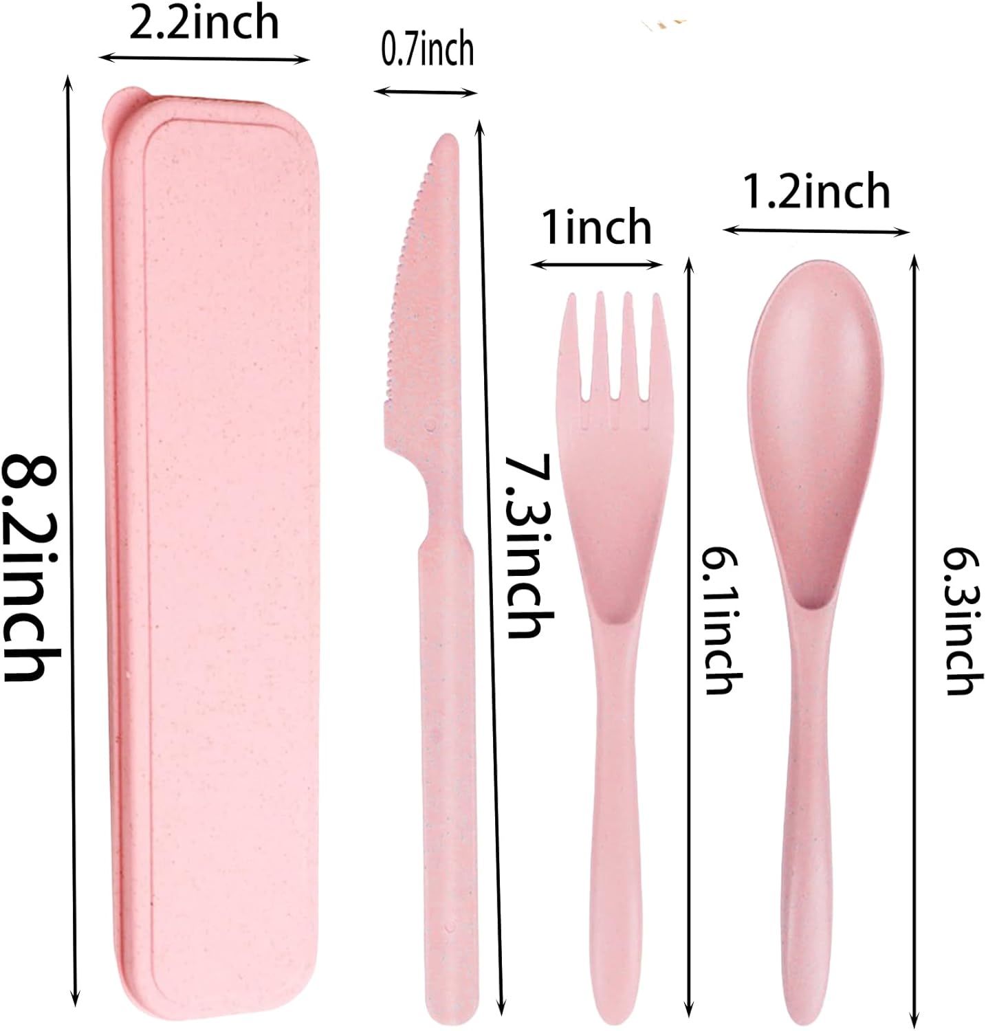 2-Pack Wheat Straw Travel Utensil Set, Reusable Fork Spoon Knife with Case, BPA-Free Portable Cutlery for Camping, Picnic & Office(Beige Green)