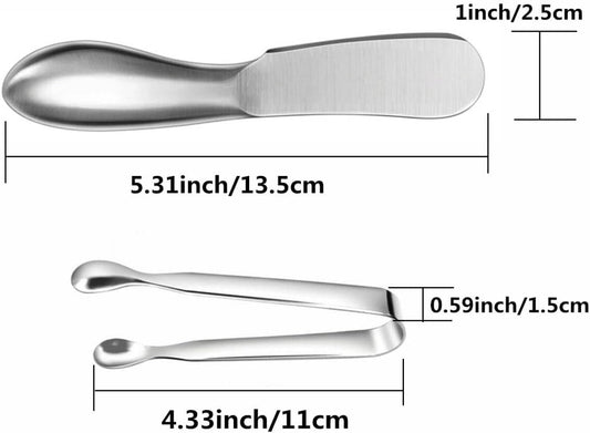 Spreader Knife Set,6-Piece Cheese and Butter Spreader Knives | Mini Serving Tongs,Stainless Steel Multipurpose Butter Knives