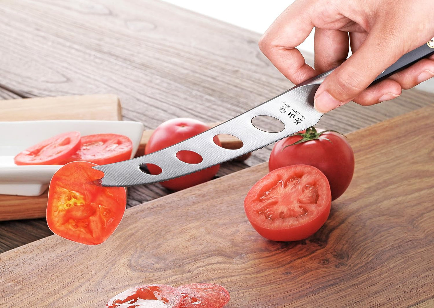 Cangshan TC Series 1021141 Swedish 14C28N Steel Forged 5-Inch Tomato/Cheese Knife and Wood Sheath Set