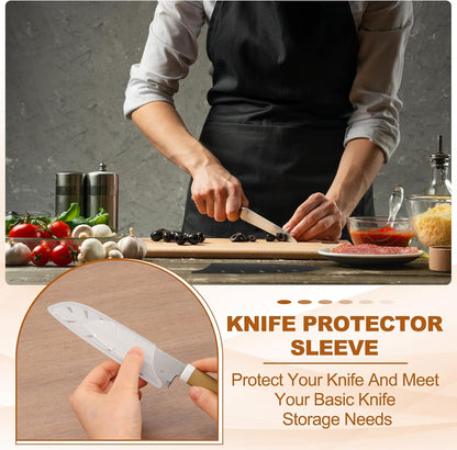 ABS Safety Knife Cover Sleeves for 5" Santoku Knife, Universal Chopping Edge Guard Blade Protector Sheath for Kitchen Bar, White, 12.7cm L, Pack of 2