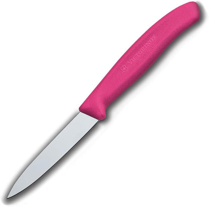 3.25 Inch Swiss Classic Paring Knife with Straight Edge, Spear Point, Pink