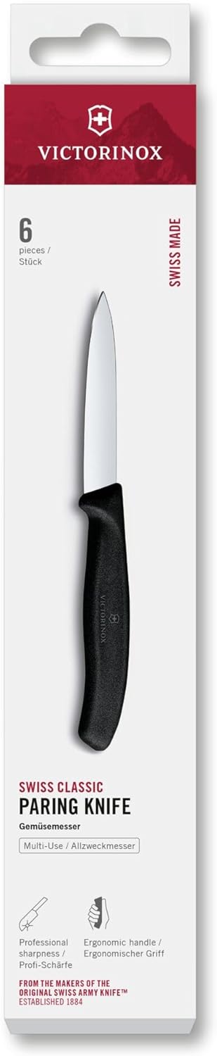 3.25 Inch Swiss Classic Paring Knife with Straight Edge, Spear Point, Pink