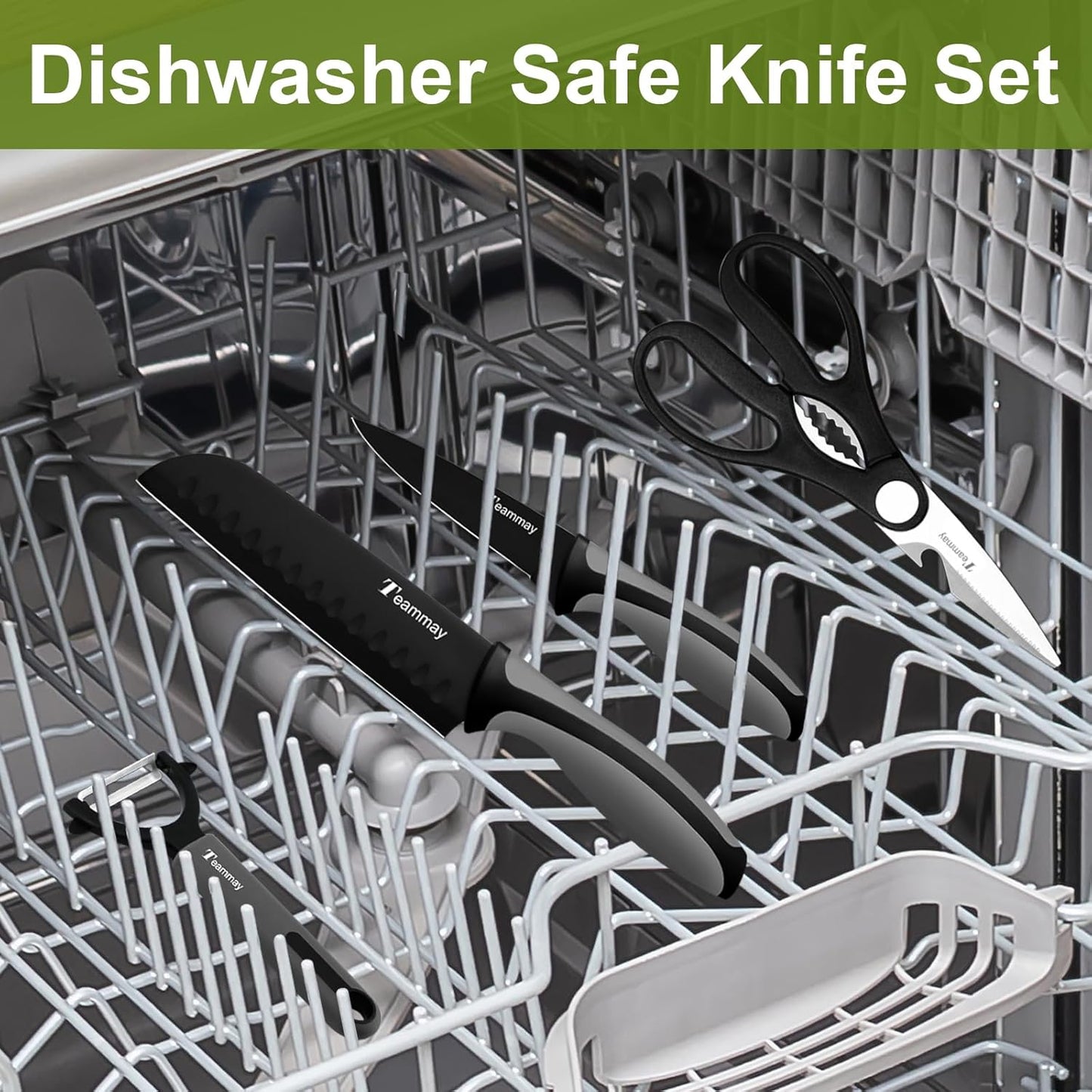 4-Pc Knife Set, 6 Inch Santoku Knife, 4 Inch Paring Knife, Kitchen Scissors, Y-Peeler, Anti-Rust Coating, Razor-Sharp, Stainless Steel Chef Knife Set, Perfect Gifts for Kitchen