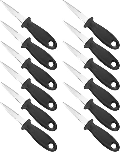 12 Pcs Stainless Steel Oyster Shucking Knife, Oyster Shucking Shell Opener Knife Non-Slip for Shellfish Opening Seafood Restaurants Home Use, Green