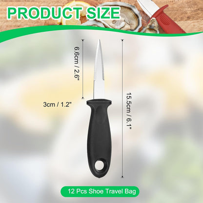 12 Pcs Stainless Steel Oyster Shucking Knife, Oyster Shucking Shell Opener Knife Non-Slip for Shellfish Opening Seafood Restaurants Home Use, Green