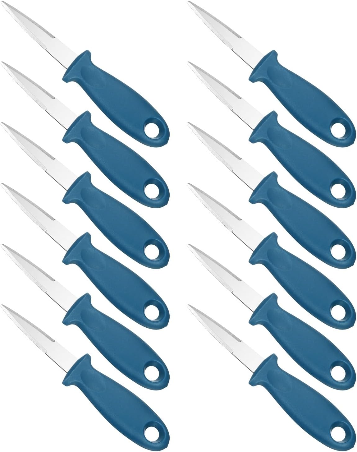 12 Pcs Stainless Steel Oyster Shucking Knife, Oyster Shucking Shell Opener Knife Non-Slip for Shellfish Opening Seafood Restaurants Home Use, Green