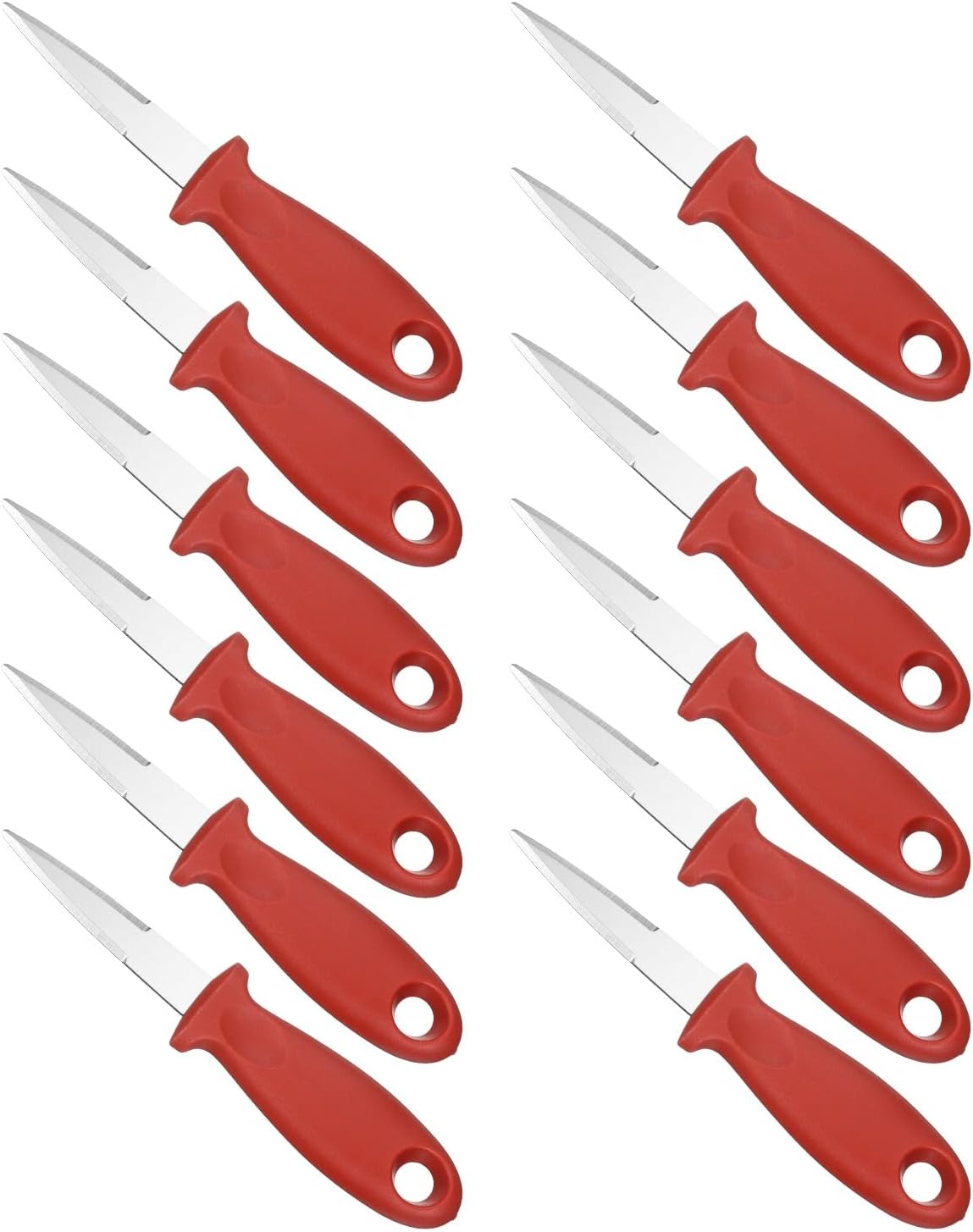 12 Pcs Stainless Steel Oyster Shucking Knife, Oyster Shucking Shell Opener Knife Non-Slip for Shellfish Opening Seafood Restaurants Home Use, Green