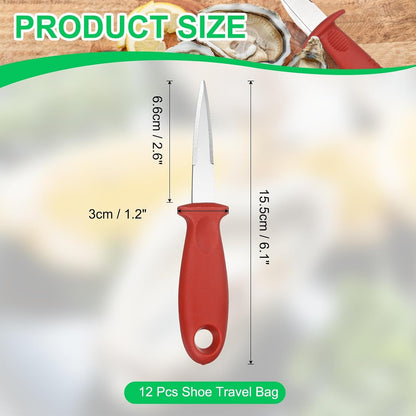 12 Pcs Stainless Steel Oyster Shucking Knife, Oyster Shucking Shell Opener Knife Non-Slip for Shellfish Opening Seafood Restaurants Home Use, Green