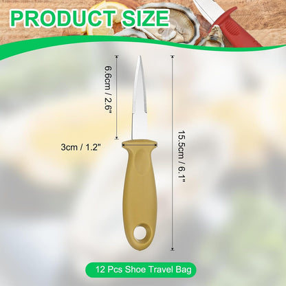 12 Pcs Stainless Steel Oyster Shucking Knife, Oyster Shucking Shell Opener Knife Non-Slip for Shellfish Opening Seafood Restaurants Home Use, Green