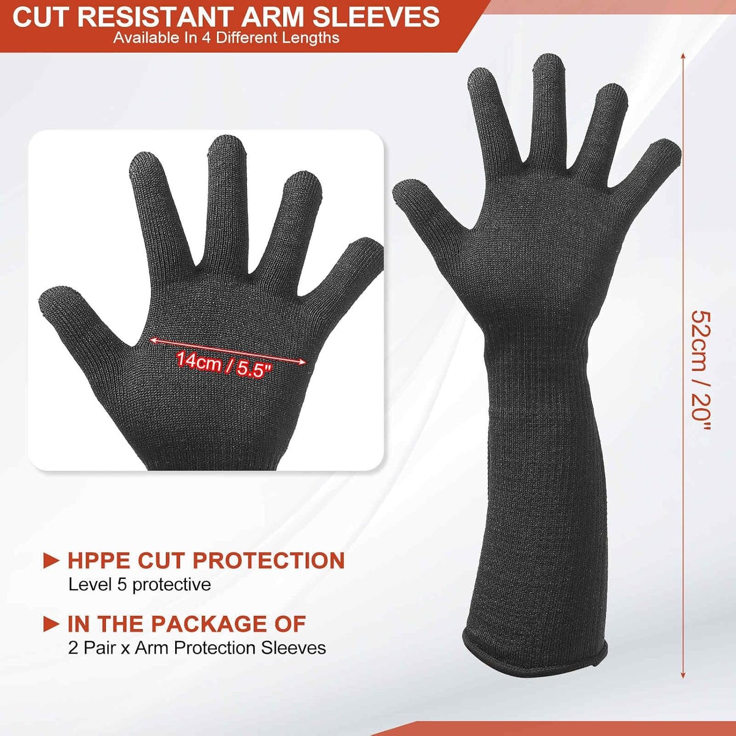 Cut Resistant Sleeves with Gloves, Arm Protection Sleeve HPPE Farmer Gardening Sleeves for Welding, Farming