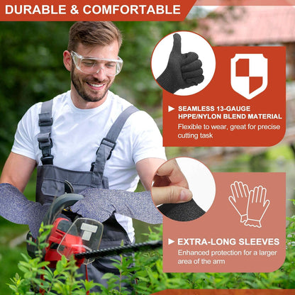Cut Resistant Sleeves with Gloves, Arm Protection Sleeve HPPE Farmer Gardening Sleeves for Welding, Farming