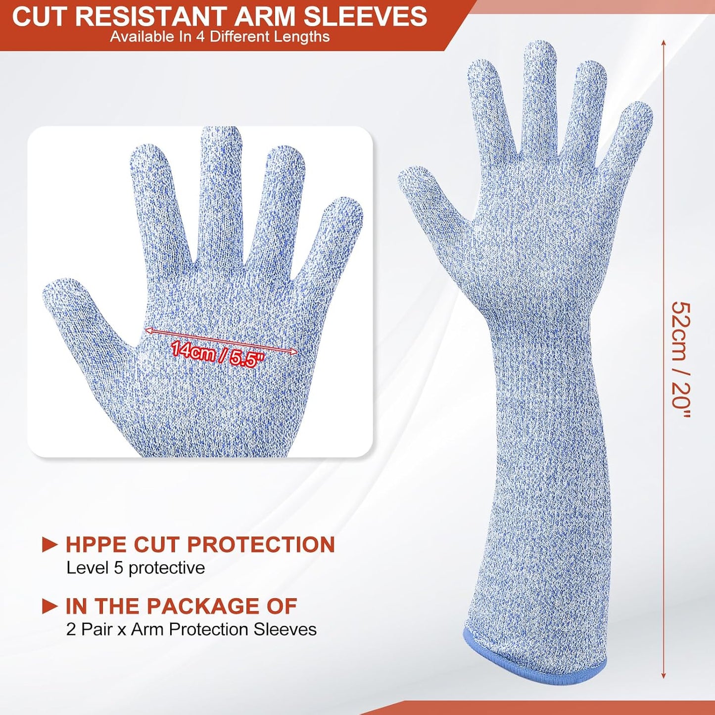 Cut Resistant Sleeves with Gloves, Arm Protection Sleeve HPPE Farmer Gardening Sleeves for Welding, Farming