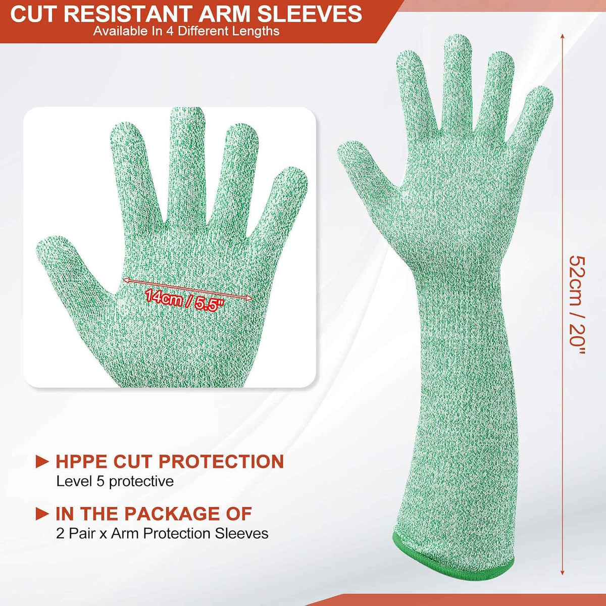 Cut Resistant Sleeves with Gloves, Arm Protection Sleeve HPPE Farmer Gardening Sleeves for Welding, Farming