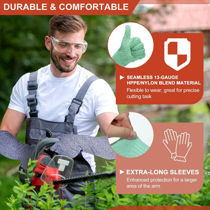 Cut Resistant Sleeves with Gloves, Arm Protection Sleeve HPPE Farmer Gardening Sleeves for Welding, Farming