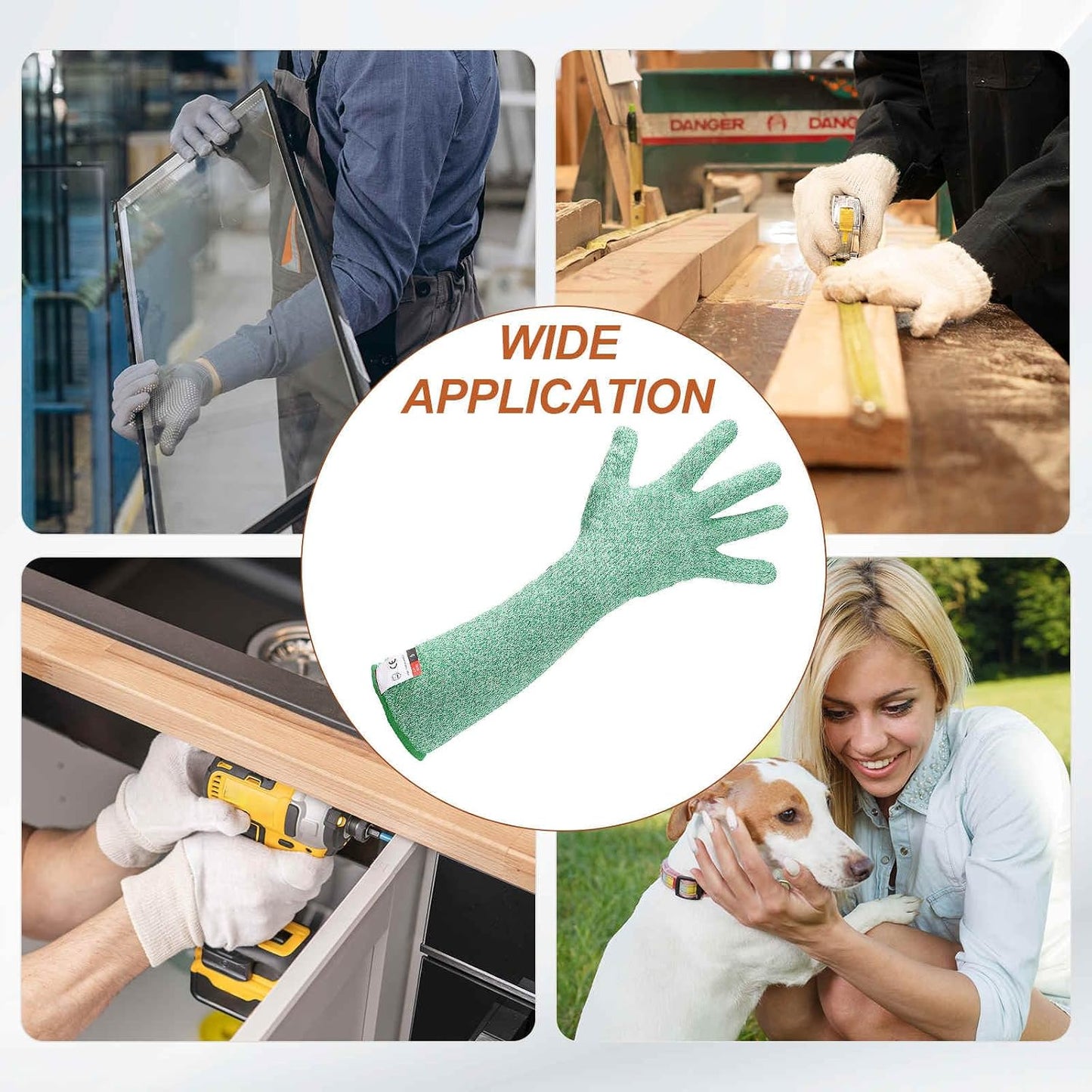 Cut Resistant Sleeves with Gloves, Arm Protection Sleeve HPPE Farmer Gardening Sleeves for Welding, Farming