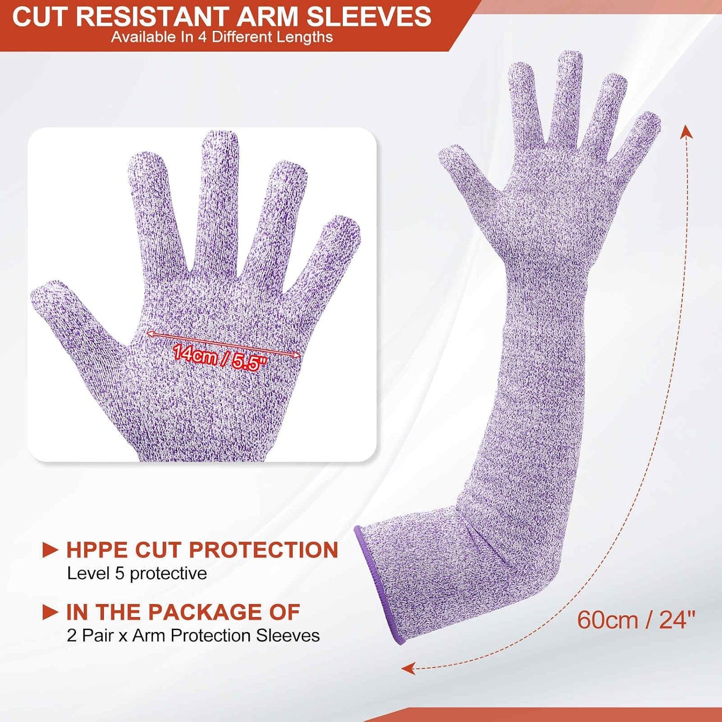 Cut Resistant Sleeves with Gloves, Arm Protection Sleeve HPPE Farmer Gardening Sleeves for Welding, Farming
