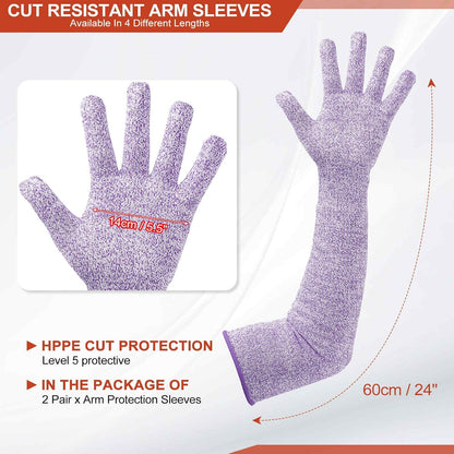 Cut Resistant Sleeves with Gloves, Arm Protection Sleeve HPPE Farmer Gardening Sleeves for Welding, Farming