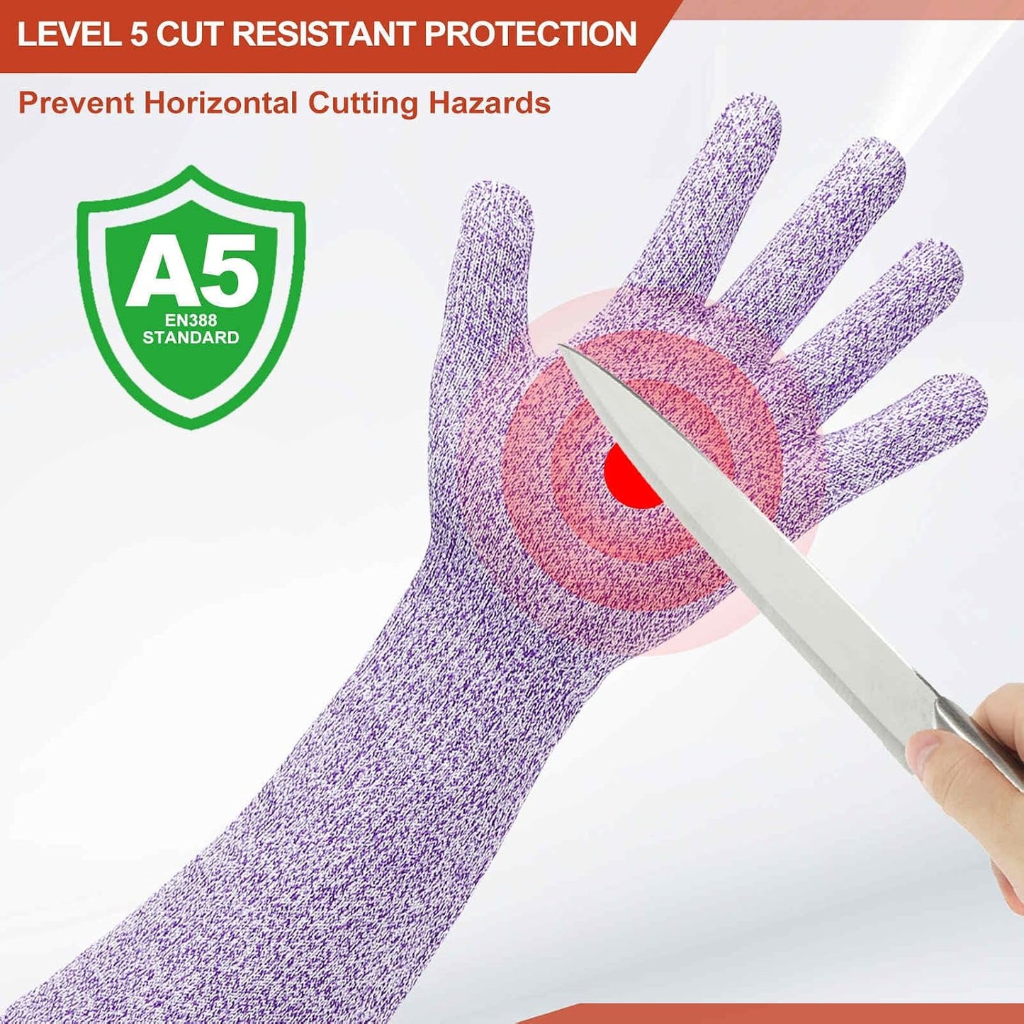 Cut Resistant Sleeves with Gloves, Arm Protection Sleeve HPPE Farmer Gardening Sleeves for Welding, Farming