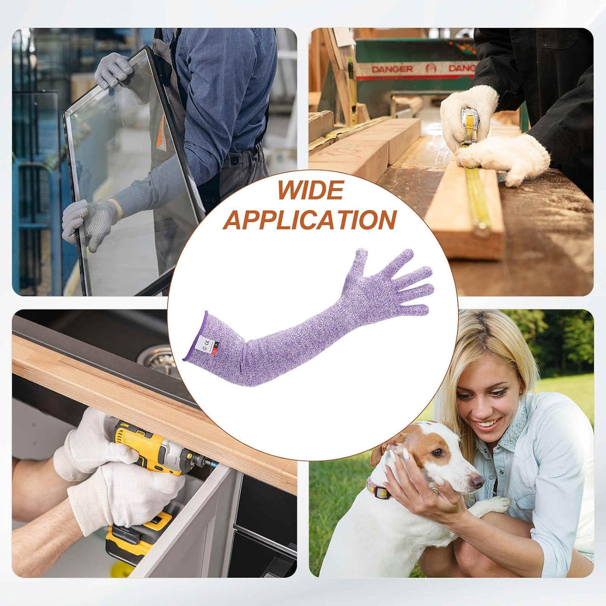Cut Resistant Sleeves with Gloves, Arm Protection Sleeve HPPE Farmer Gardening Sleeves for Welding, Farming