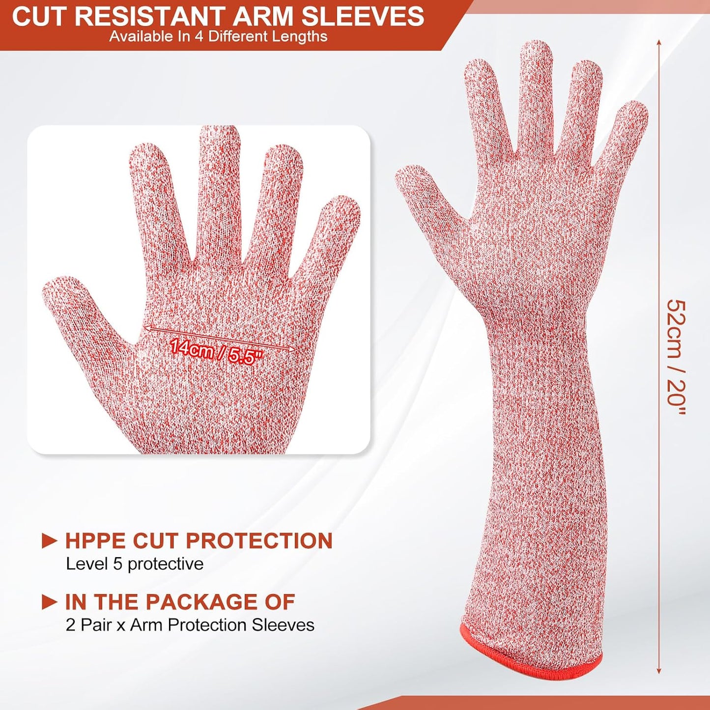 Cut Resistant Sleeves with Gloves, Arm Protection Sleeve HPPE Farmer Gardening Sleeves for Welding, Farming