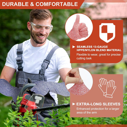 Cut Resistant Sleeves with Gloves, Arm Protection Sleeve HPPE Farmer Gardening Sleeves for Welding, Farming