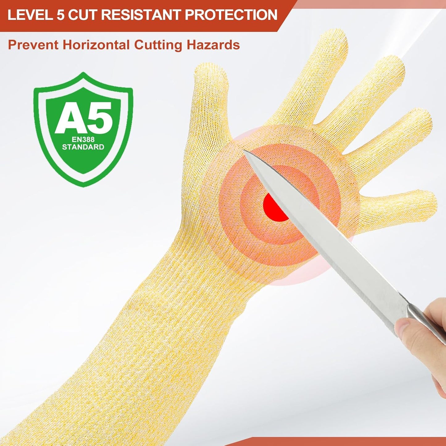 Cut Resistant Sleeves with Gloves, Arm Protection Sleeve HPPE Farmer Gardening Sleeves for Welding, Farming