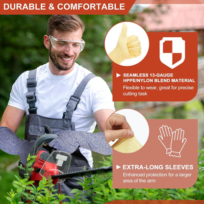 Cut Resistant Sleeves with Gloves, Arm Protection Sleeve HPPE Farmer Gardening Sleeves for Welding, Farming