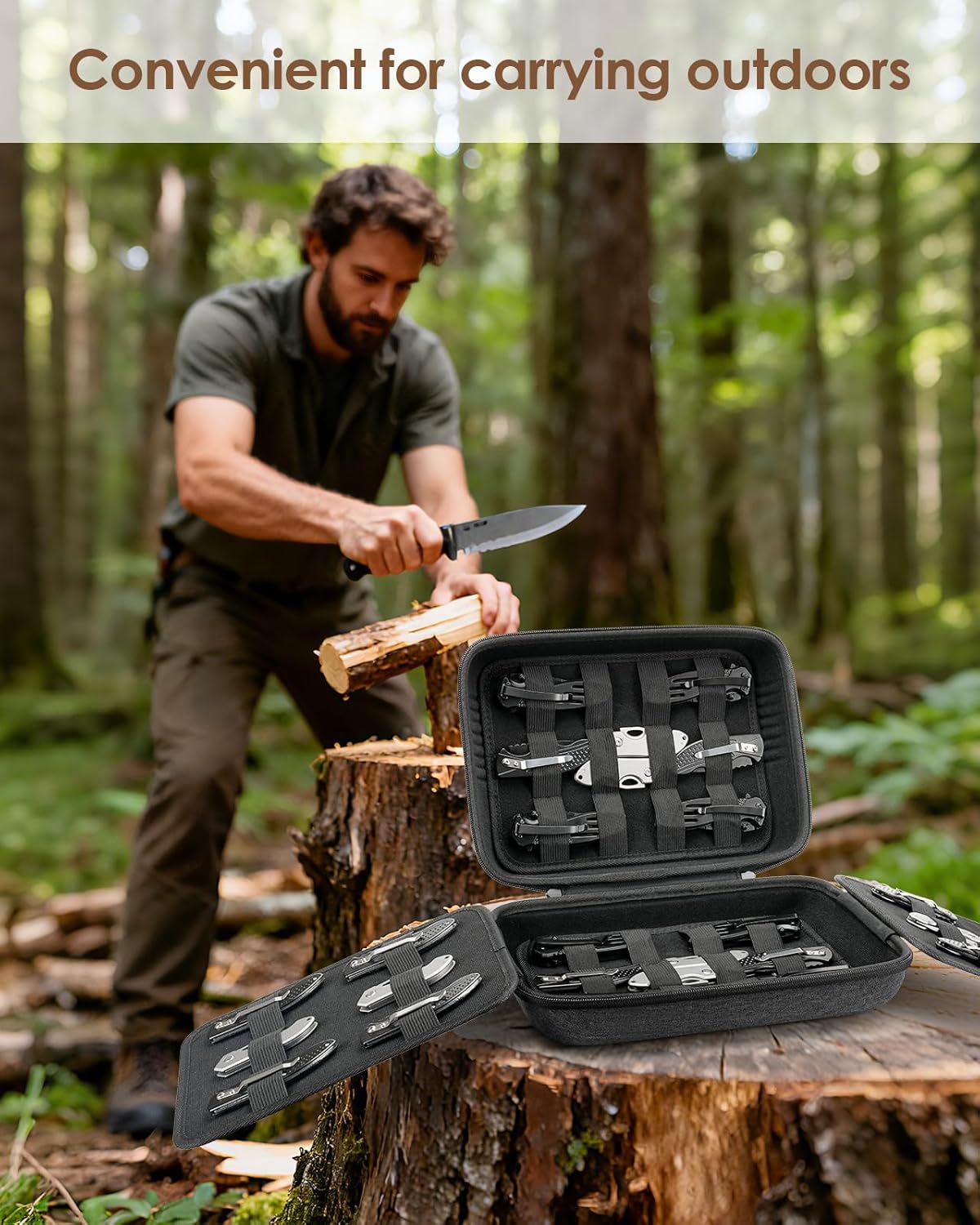 Knife Case for 40+ Pocket Knives, Display Collection, Folding Knife Holder | Butterfly Knives Storage Organizer, Multi-purpose Storage Box for Knife Collection and Display, Only Case