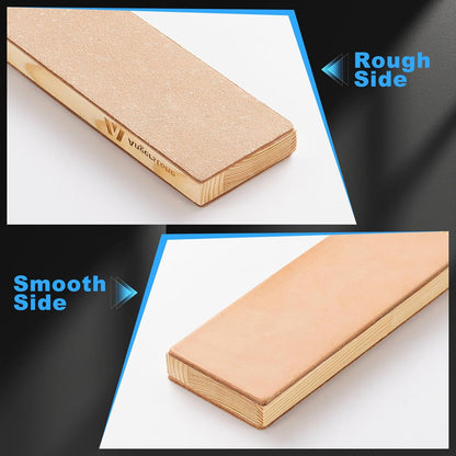 Oversize Double Sided Leather Strop Kit(3" Knife Stropping Leather）with Ergonomic Handle - Knife Strop for Sharpening Knives, Wood Carving Chisels, Buffing Compound Included