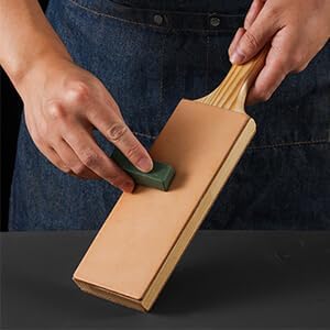 Oversize Double Sided Leather Strop Kit(3" Knife Stropping Leather）with Ergonomic Handle - Knife Strop for Sharpening Knives, Wood Carving Chisels, Buffing Compound Included