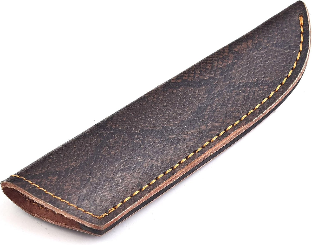 Chocolate Brown Crocodile Leather Knife Sheath – Handmade Fixed Blade Holster for 6–8 Inch Hunting & Survival Knives – Premium Exotic Belt Sheath for Bushcraft, Outdoor EDC & Tactical Field Use