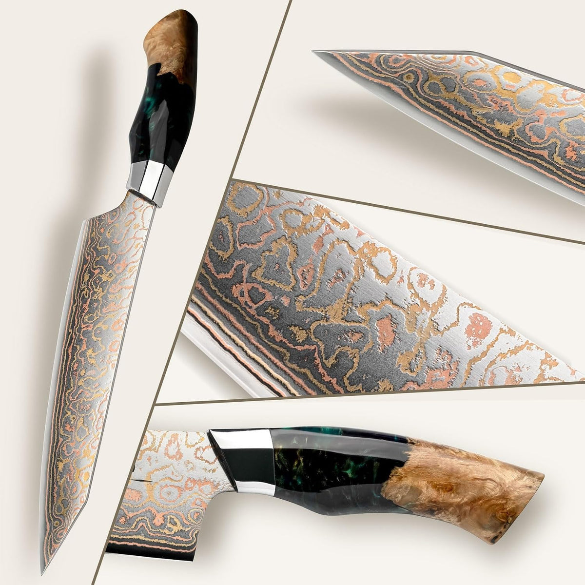 Damascus Chef Knife 8 inch, Japanese Kitchen Knives