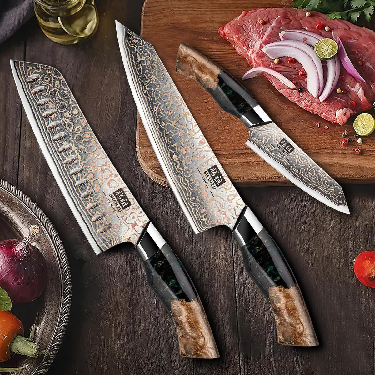 Damascus Chef Knife 8 inch, Japanese Kitchen Knives