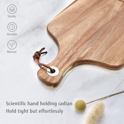 Upgrade Bigger Cheese Board set of 4, a Acacia Wood Cheese Plate and 4 Pcs Knives, Charcuterie Platter Serving Tray for Appetizers, Feast, Housewarming, Cheese Serving