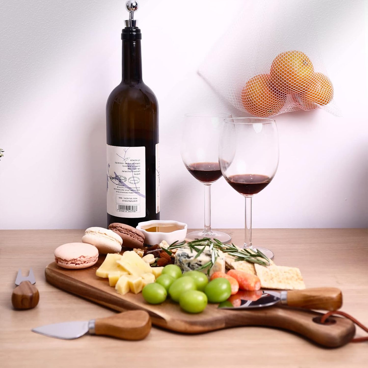 Upgrade Bigger Cheese Board set of 4, a Acacia Wood Cheese Plate and 4 Pcs Knives, Charcuterie Platter Serving Tray for Appetizers, Feast, Housewarming, Cheese Serving